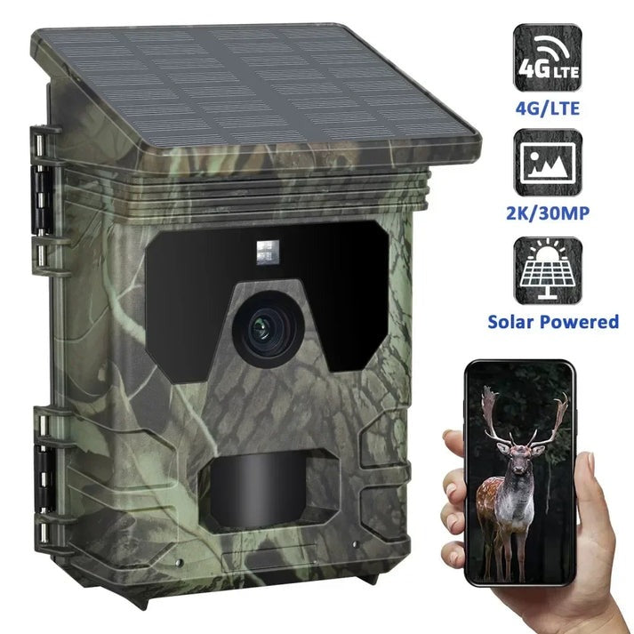 Caméra de chasse Huntrail 2K 4G avec panneau solaire