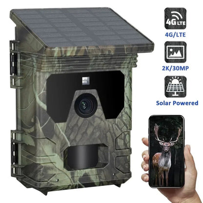 Caméra de chasse Huntrail 2K 4G avec panneau solaire et carte SIM 64GB