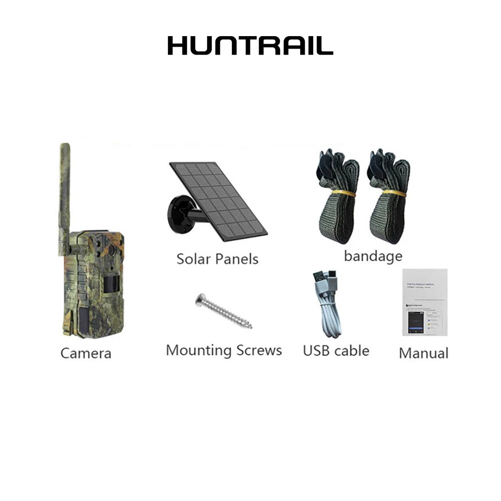 Caméra de chasse Huntrail 4G avec panneaux solaires