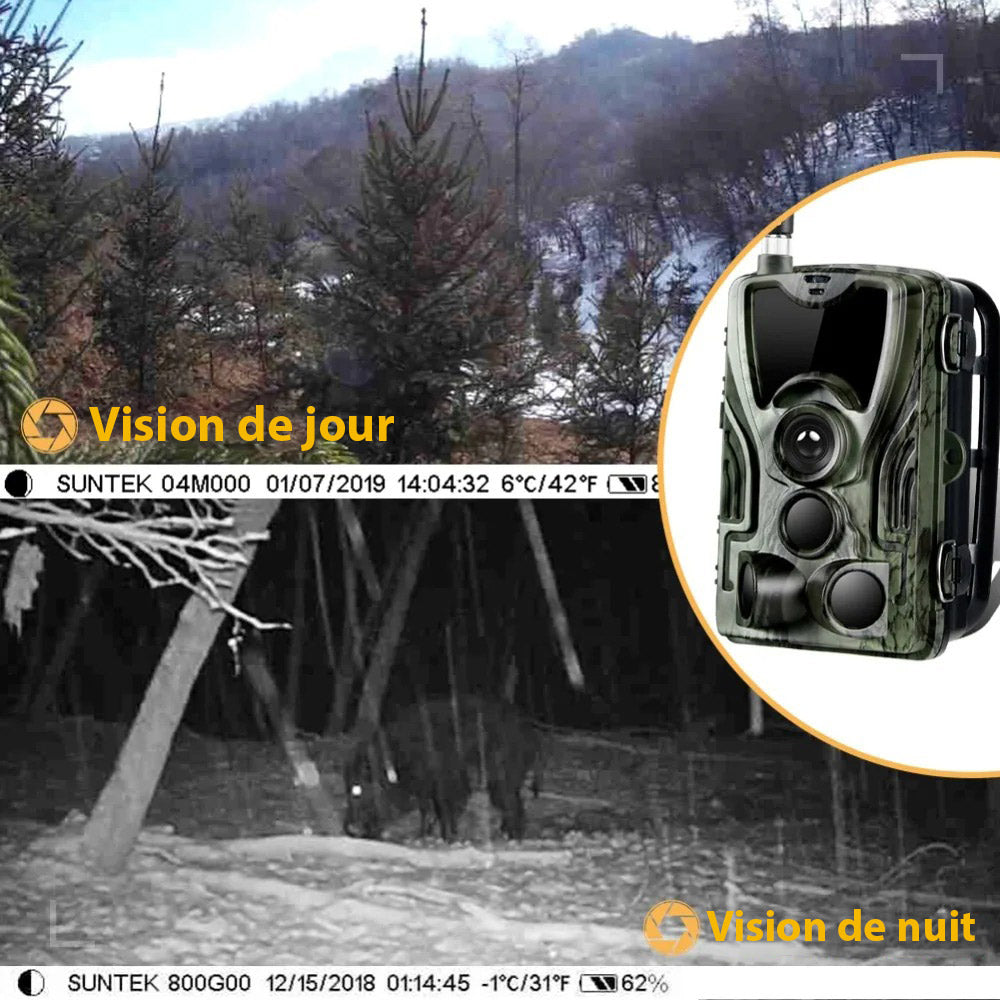 Caméra de chasse Huntrail Camouflage PRO 4K et 4G