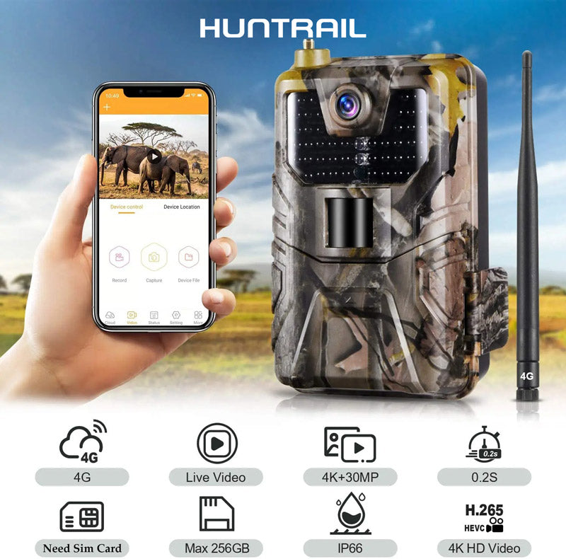 Caméra de chasse Huntrail PRO 4K et 4G