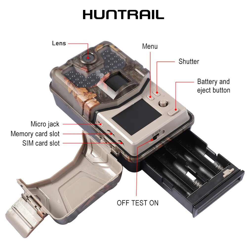 Caméra de chasse Huntrail Savane PRO 4K et 4G